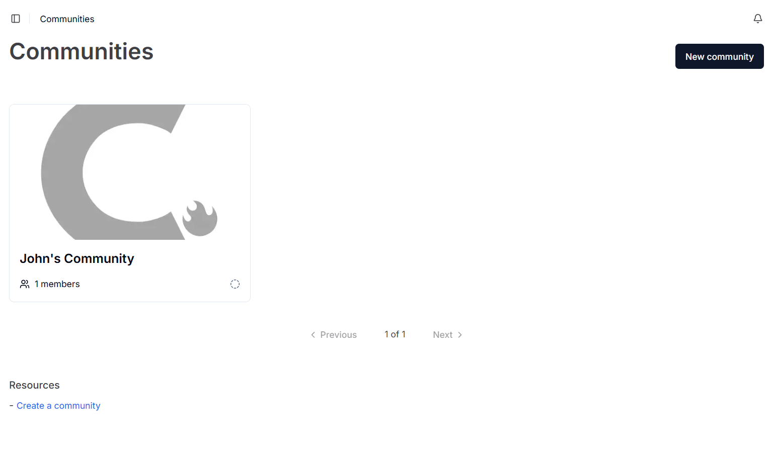 Community creation successful