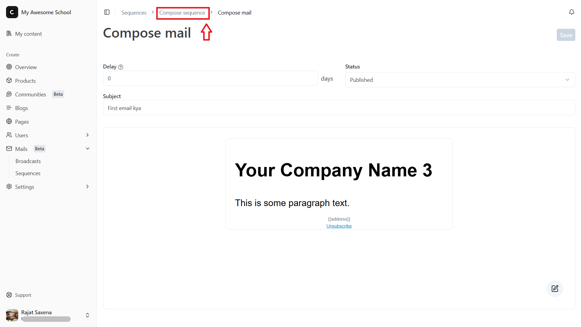 Go Back to Sequence Settings