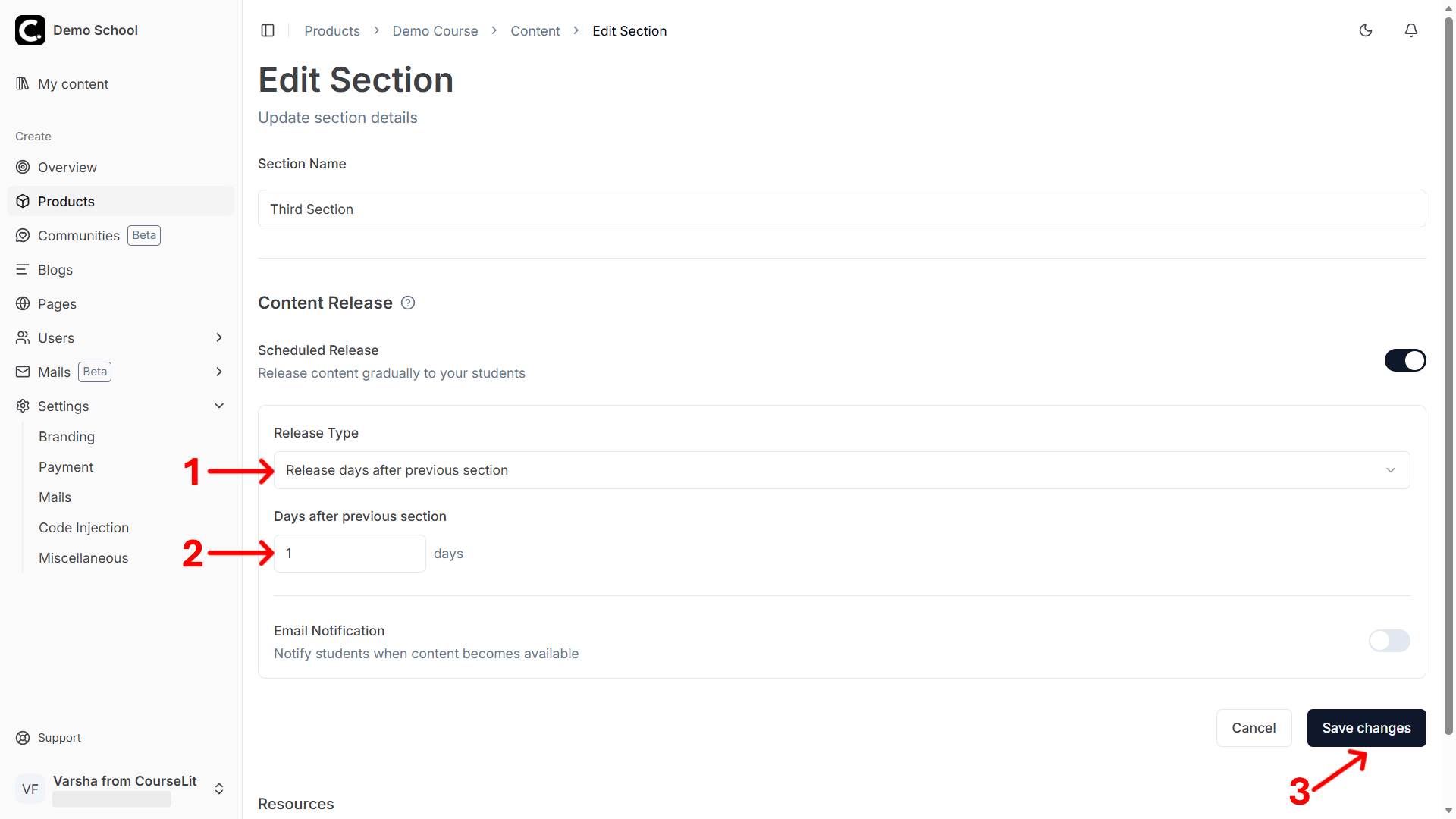 Drip After a Certain Number of Days Have Elapsed
