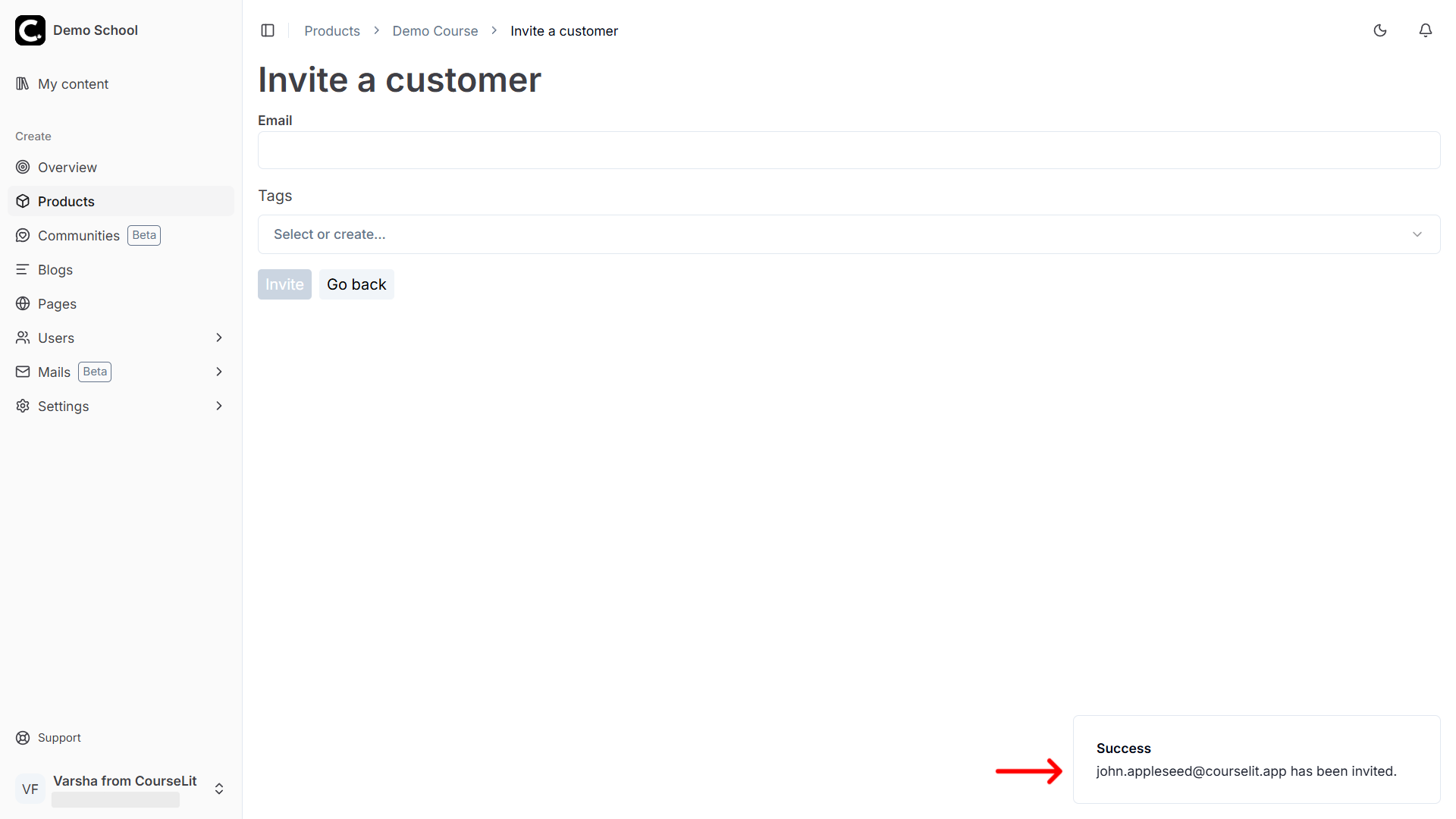 Invite customer success