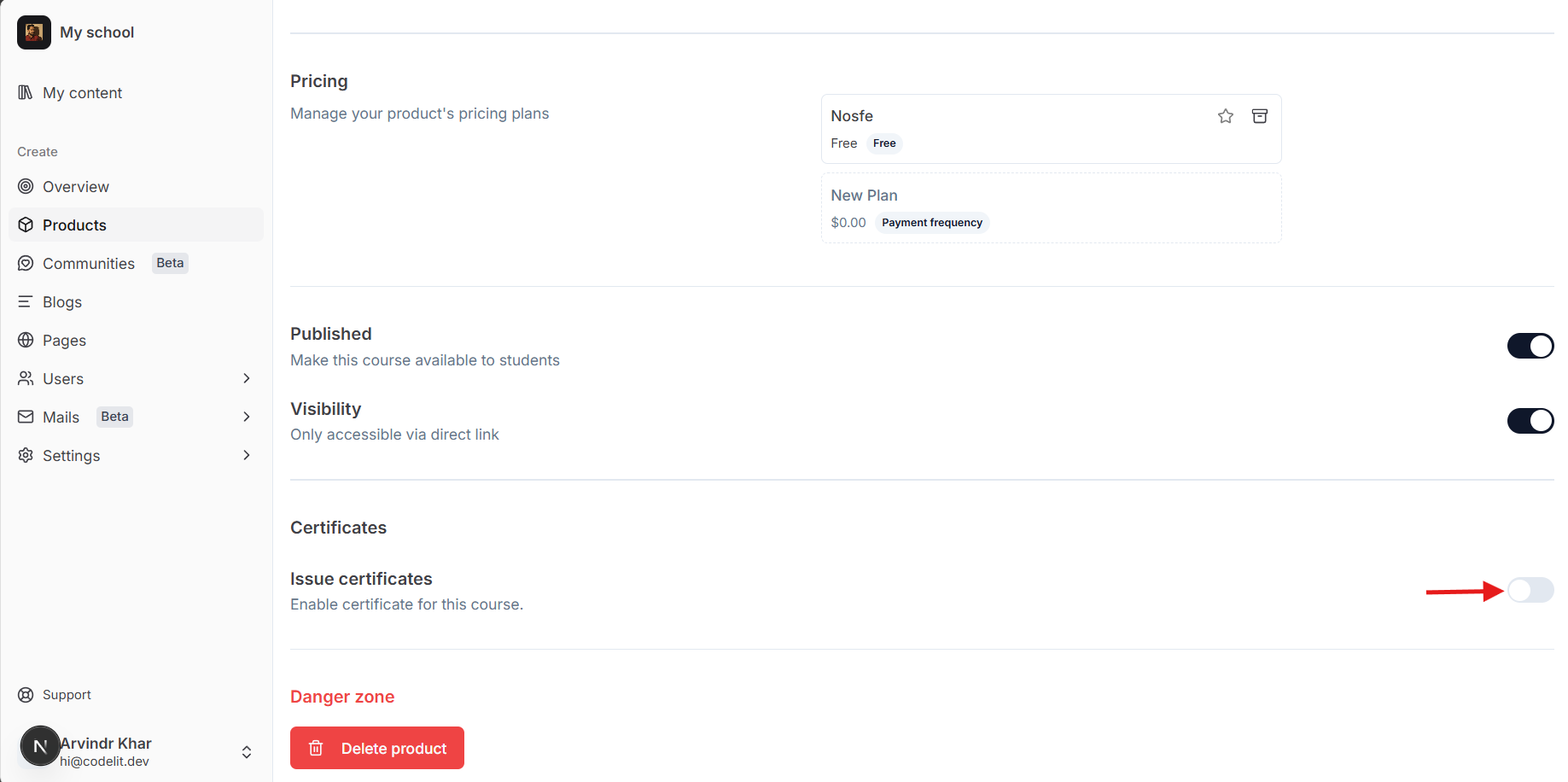 Issue certificate switch
