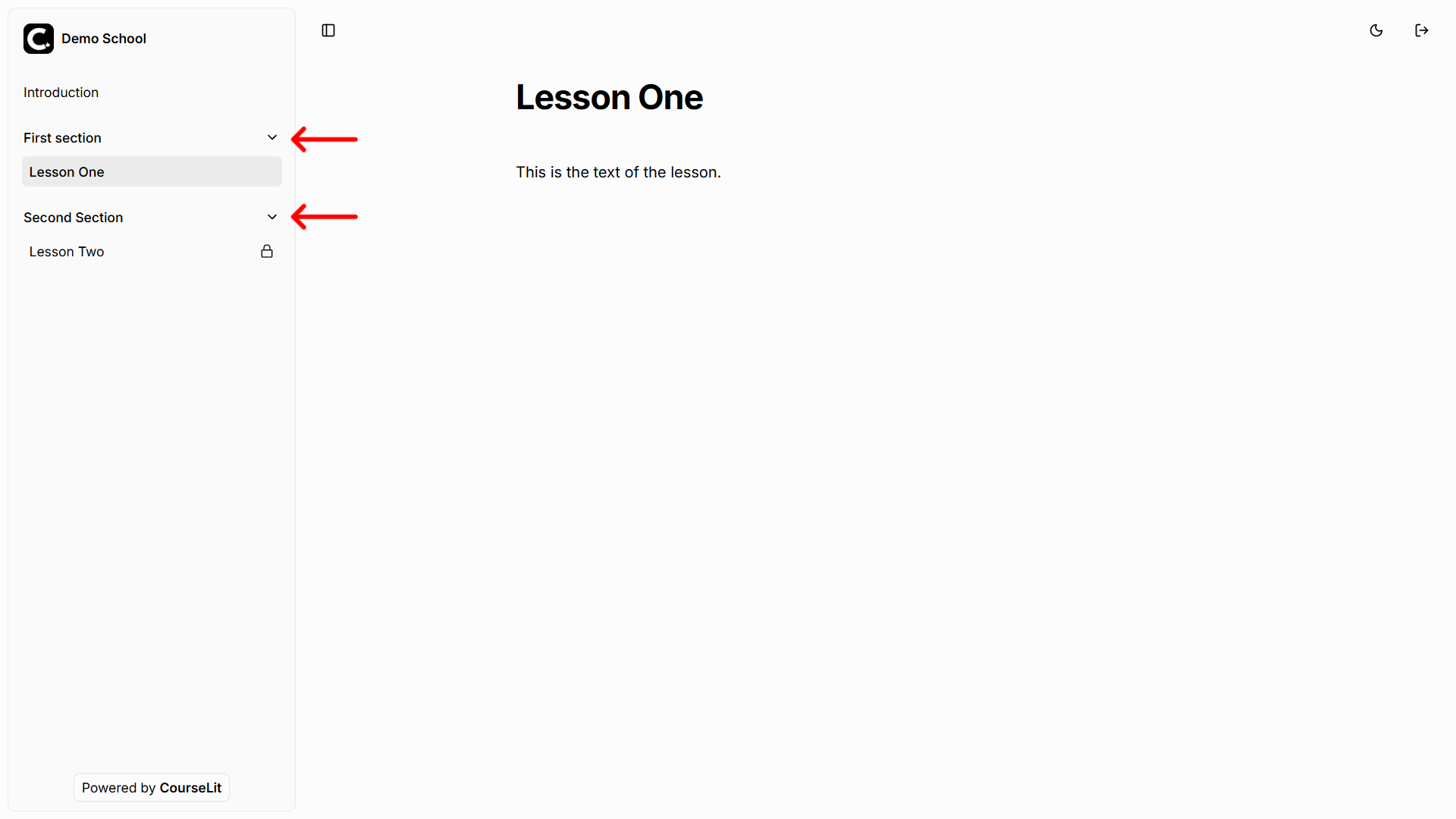 Sections in Course Viewer