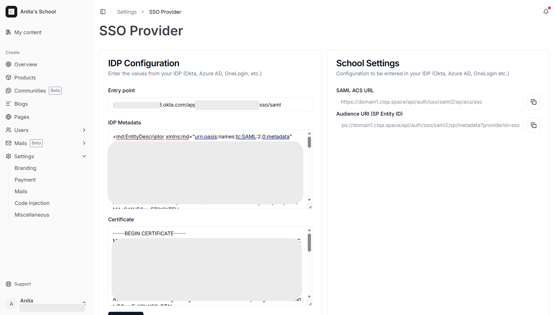 Okta SSO Configuration