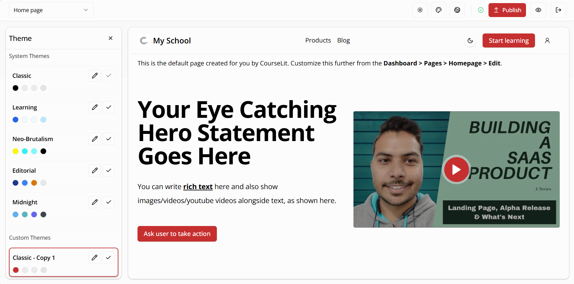 CourseLit Theme Builder