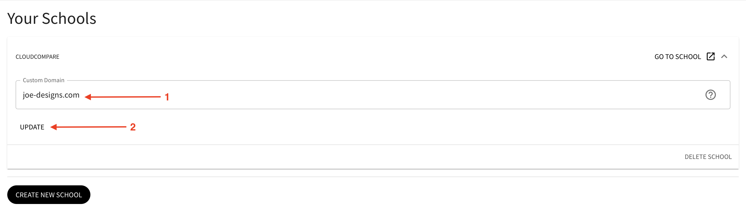 Update custom domain