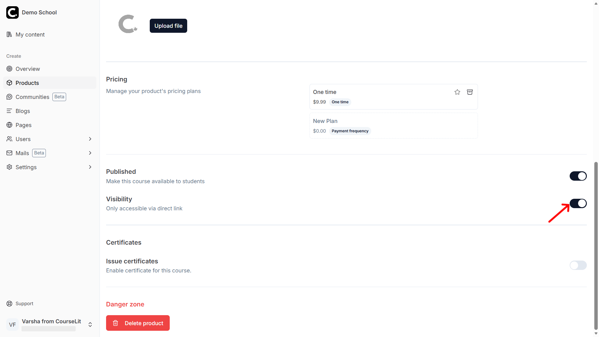 Make the course visible